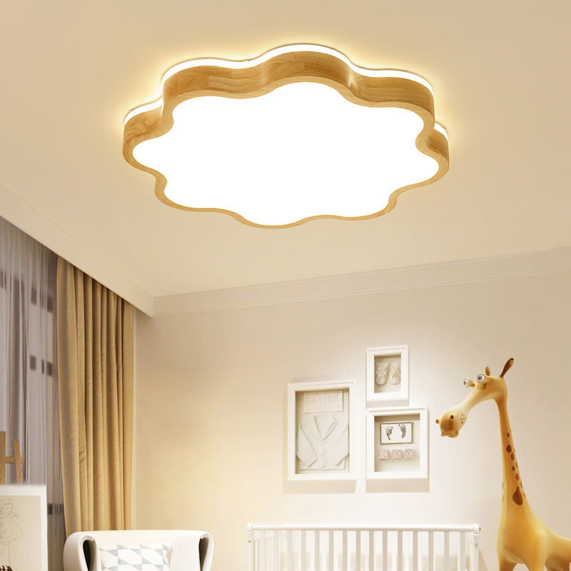 Children Cloud Shaped Flush Mount Light Wood Bedroom LED Flush Ceiling Light Fixture Clearhalo 'Ceiling Lights' 'Close To Ceiling Lights' 'Close to ceiling' 'Flush mount' Lighting' 2235854