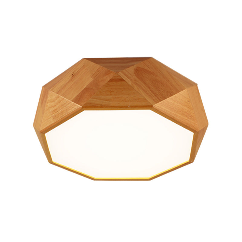 Wood Faceted Octagonal LED Flush Mount Light Nordic Flush Mount Ceiling Light for Living Room Clearhalo 'Ceiling Lights' 'Close To Ceiling Lights' 'Close to ceiling' 'Flush mount' Lighting' 2235894