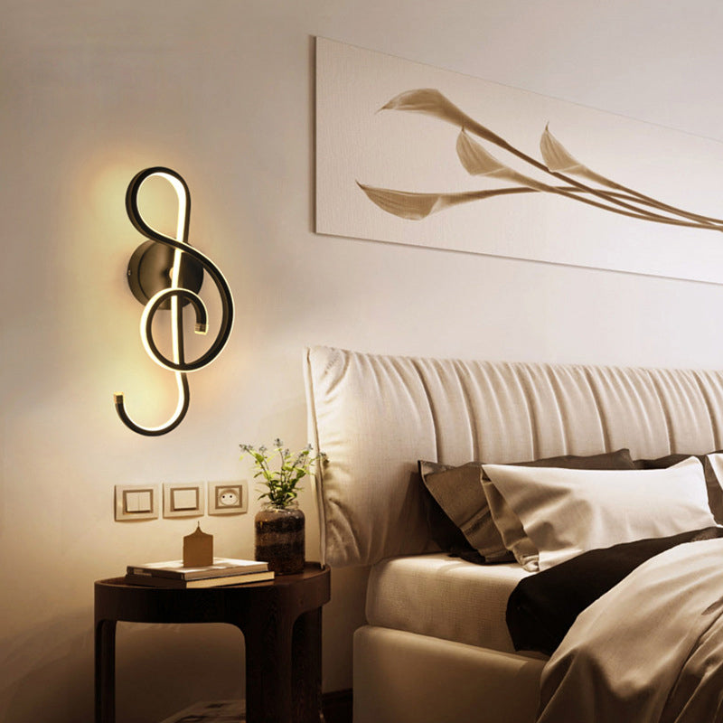 Music Note Living Room LED Wall Mount Light Acrylic Modern Style Wall Light Fixture Black Clearhalo 'Cast Iron' 'Glass' 'Industrial' 'Modern wall lights' 'Modern' 'Tiffany' 'Traditional wall lights' 'Wall Lamps & Sconces' 'Wall Lights' Lighting' 2236325