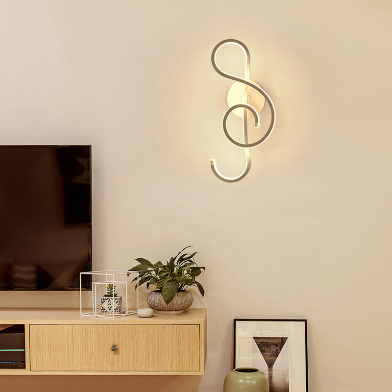 Music Note Living Room LED Wall Mount Light Acrylic Modern Style Wall Light Fixture White Clearhalo 'Cast Iron' 'Glass' 'Industrial' 'Modern wall lights' 'Modern' 'Tiffany' 'Traditional wall lights' 'Wall Lamps & Sconces' 'Wall Lights' Lighting' 2236328