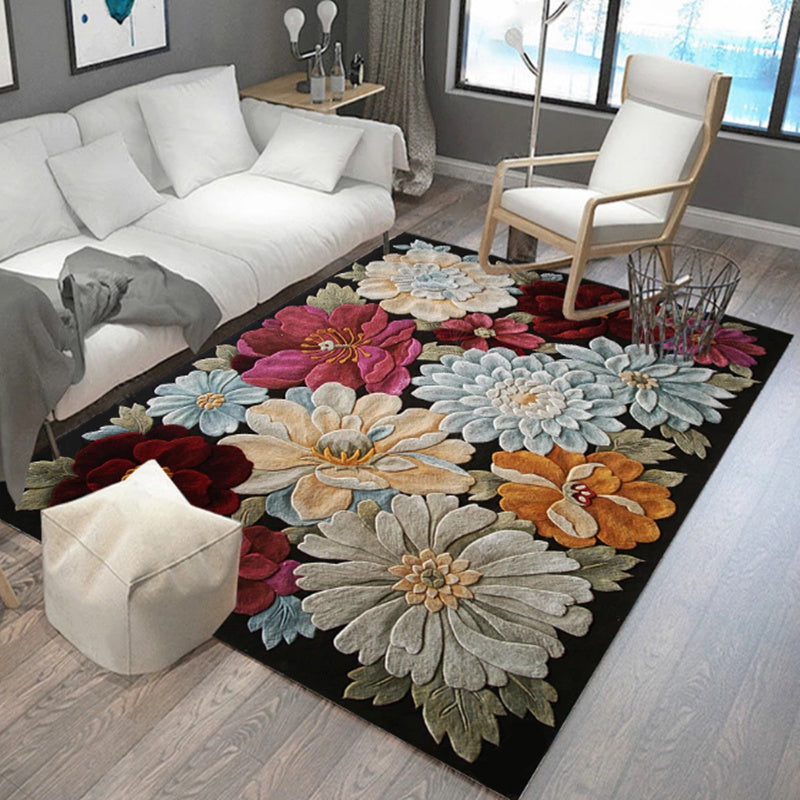 Nordic Home Decoration Rug Multi Colored Plant Pattern Indoor Rug Polyster Easy Care Pet Friendly Washable Rug Purple-Red Clearhalo 'Area Rug' 'Modern' 'Rugs' Rug' 2238267