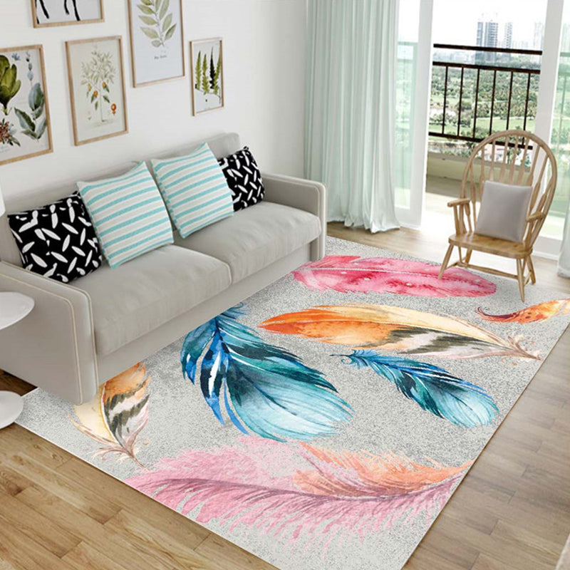 Multi Colored Chinese Rug Polyster Plant Printed Carpet Machine Washable Stain-Resistant Indoor Rug for Parlor Clearhalo 'Area Rug' 'Modern' 'Rugs' Rug' 2238438