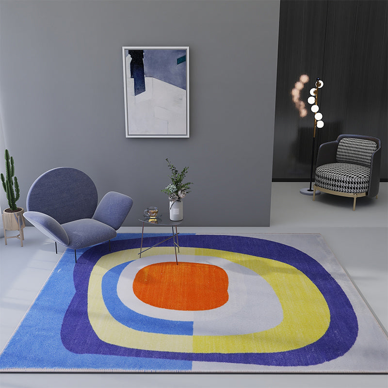 Multicolor Room Decoration Rug Creative Geo Print Area Carpet Cotton Blend Pet Friendly Easy Care Rug Blue-Yellow Clearhalo 'Area Rug' 'Rug' 2238556