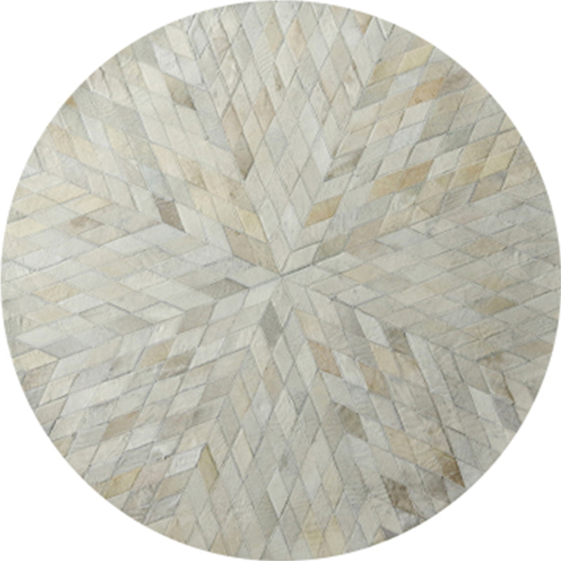 Milky White Simplicity Rug Cowhide Plaid Print Carpet Easy Care Machine Washable Rug for Living Room Cream Clearhalo 'Area Rug' 'Rug' 2238702