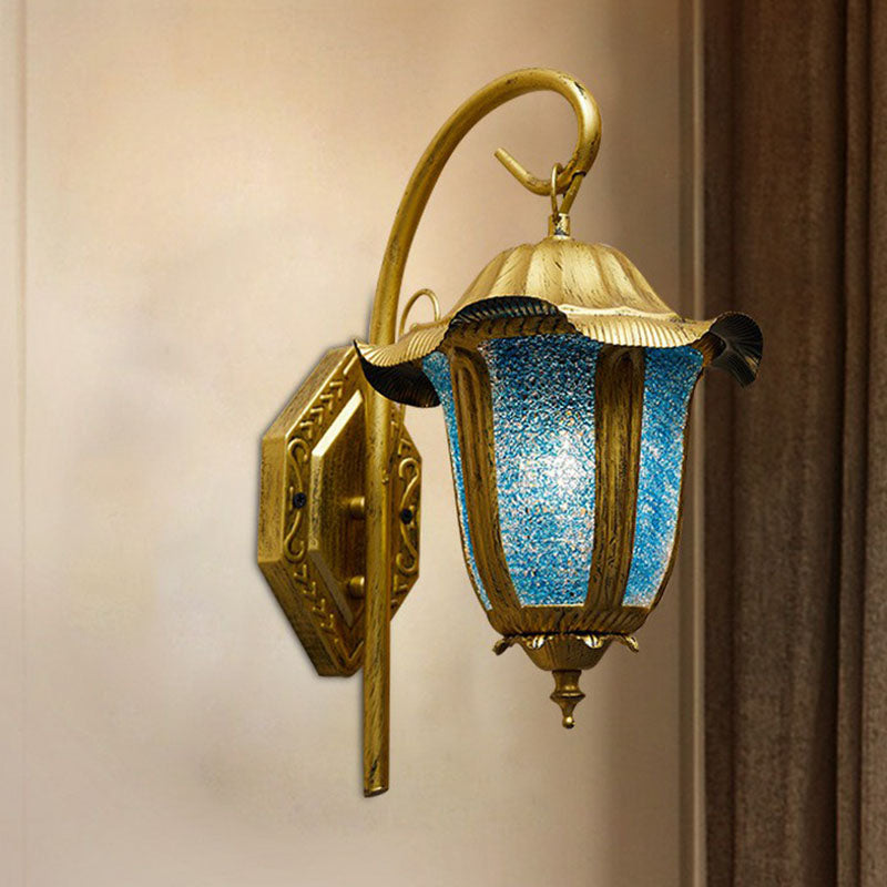 Moroccan Bell Wall Light Fixture Single-Bulb Metallic Wall Mounted Lamp in Lake Blue Lake Blue Clearhalo 'Wall Lamps & Sconces' 'Wall Lights' Lighting' 2240905