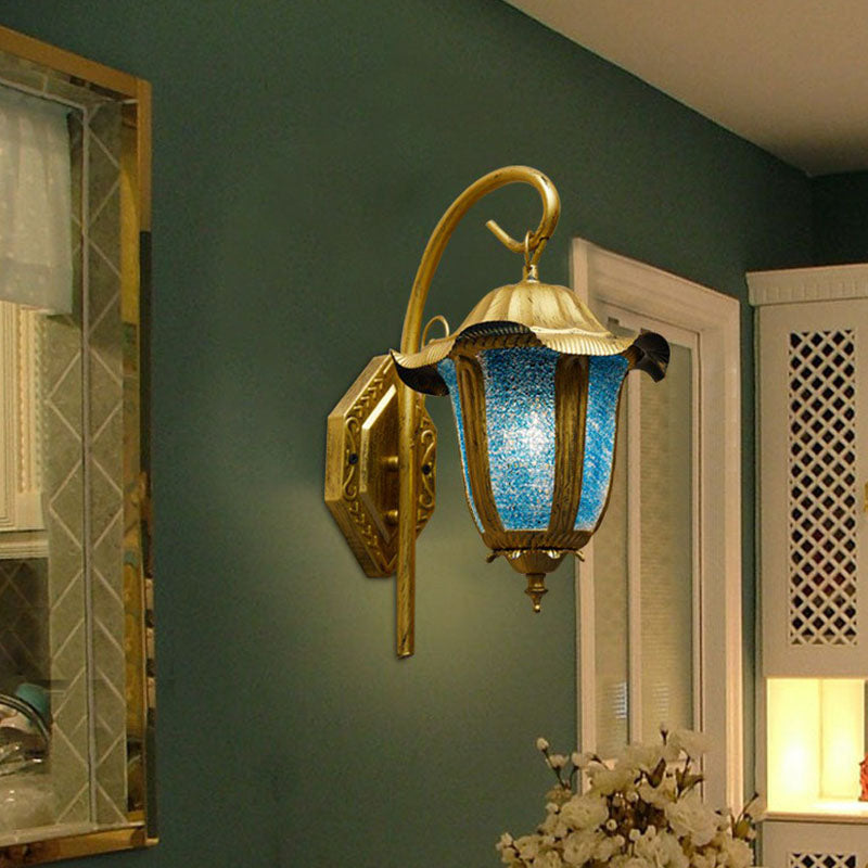 Moroccan Bell Wall Light Fixture Single-Bulb Metallic Wall Mounted Lamp in Lake Blue Clearhalo 'Wall Lamps & Sconces' 'Wall Lights' Lighting' 2240908