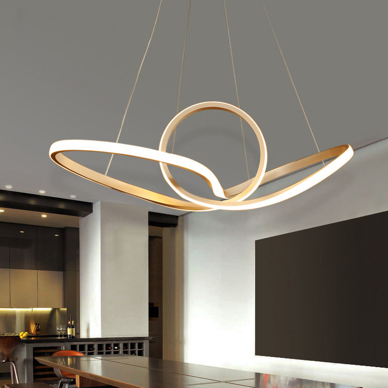 Acrylic Twist LED Suspension Light Nordic Style Gold Chandelier Light for Living Room Clearhalo 'Ceiling Lights' 'Chandeliers' 'Modern Chandeliers' 'Modern' Lighting' 2241016