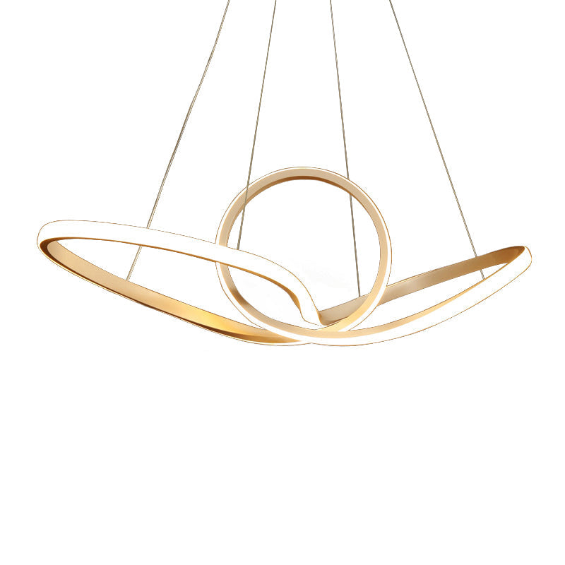 Acrylic Twist LED Suspension Light Nordic Style Gold Chandelier Light for Living Room Clearhalo 'Ceiling Lights' 'Chandeliers' 'Modern Chandeliers' 'Modern' Lighting' 2241018