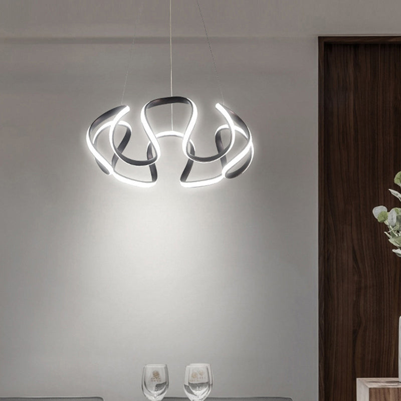 Minimalist Flower Shaped Chandelier Lighting Acrylic Living Room LED Pendant Light Black Clearhalo 'Ceiling Lights' 'Chandeliers' 'Modern Chandeliers' 'Modern' Lighting' 2241024