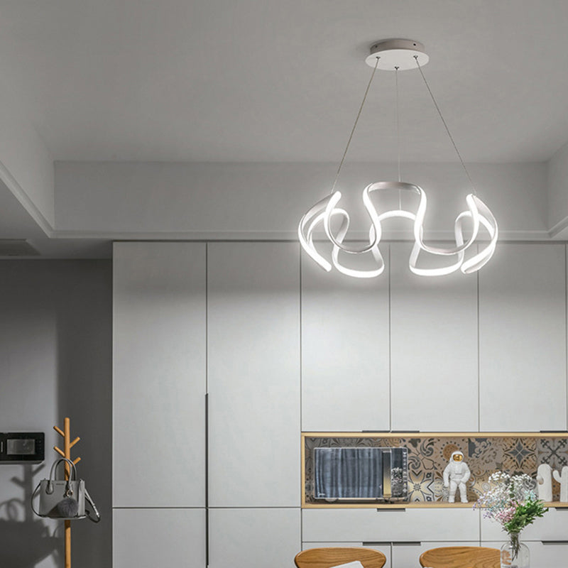 Minimalist Flower Shaped Chandelier Lighting Acrylic Living Room LED Pendant Light White Clearhalo 'Ceiling Lights' 'Chandeliers' 'Modern Chandeliers' 'Modern' Lighting' 2241026