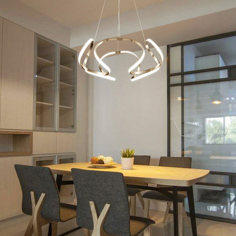 Floral Shaped LED Ceiling Lighting Modern Metallic Dining Room Chandelier Light Fixture Chrome Clearhalo 'Ceiling Lights' 'Chandeliers' 'Modern Chandeliers' 'Modern' Lighting' 2241028