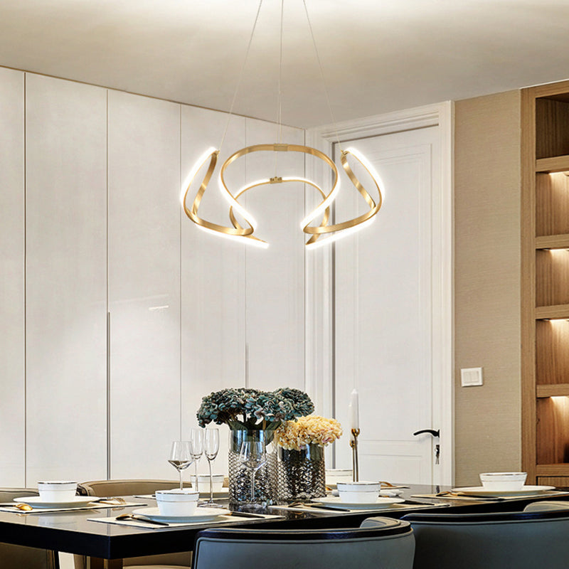 Floral Shaped LED Ceiling Lighting Modern Metallic Dining Room Chandelier Light Fixture Gold Clearhalo 'Ceiling Lights' 'Chandeliers' 'Modern Chandeliers' 'Modern' Lighting' 2241029