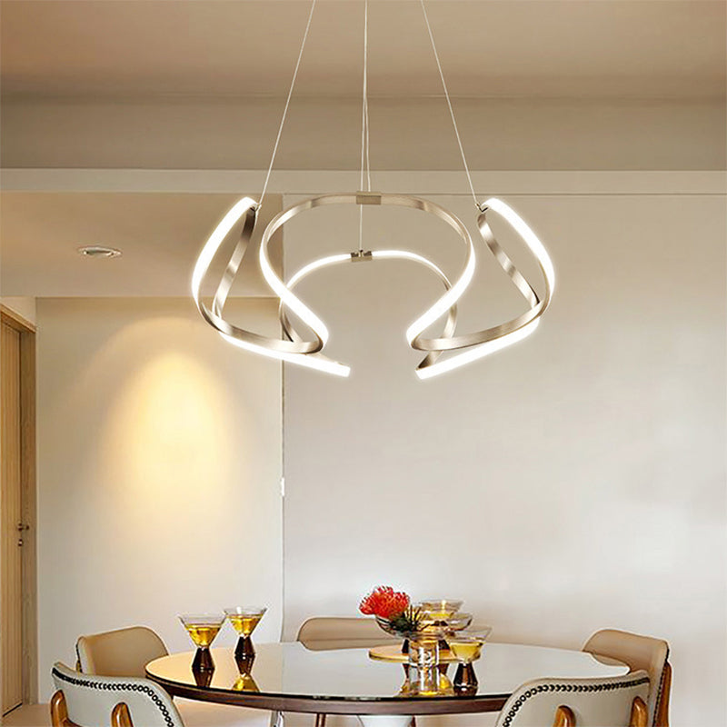 Floral Shaped LED Ceiling Lighting Modern Metallic Dining Room Chandelier Light Fixture Clearhalo 'Ceiling Lights' 'Chandeliers' 'Modern Chandeliers' 'Modern' Lighting' 2241030