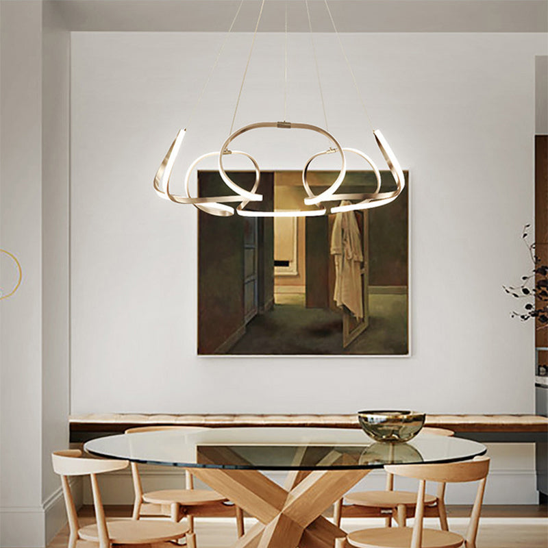 Floral Shaped LED Ceiling Lighting Modern Metallic Dining Room Chandelier Light Fixture Clearhalo 'Ceiling Lights' 'Chandeliers' 'Modern Chandeliers' 'Modern' Lighting' 2241031