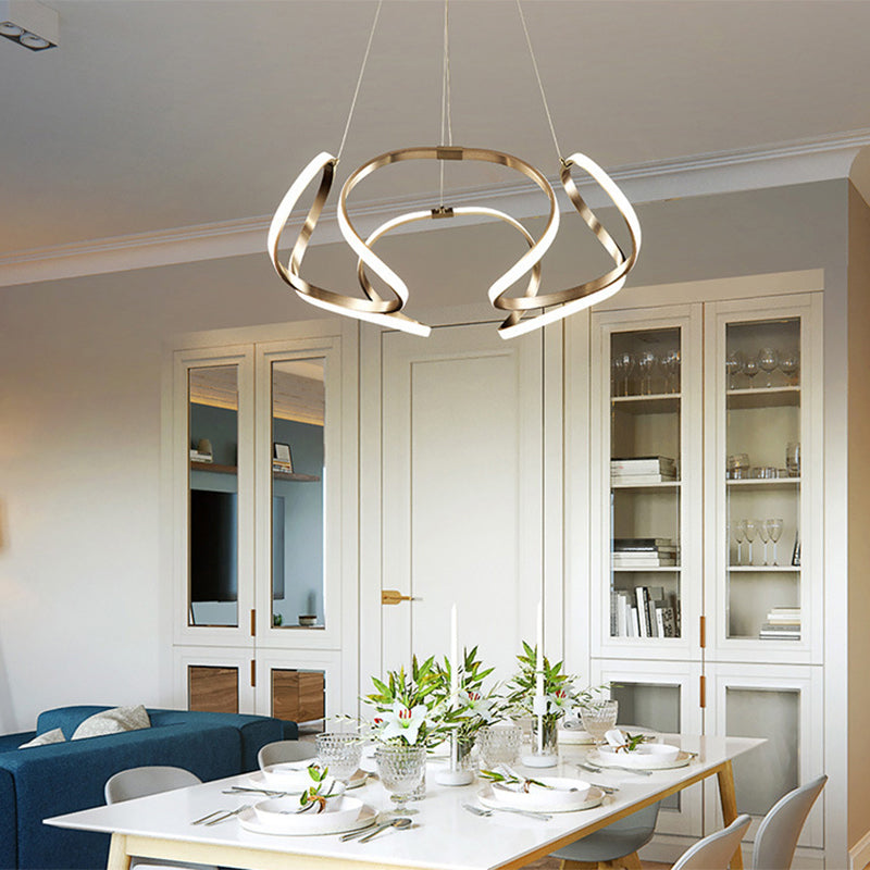 Floral Shaped LED Ceiling Lighting Modern Metallic Dining Room Chandelier Light Fixture Clearhalo 'Ceiling Lights' 'Chandeliers' 'Modern Chandeliers' 'Modern' Lighting' 2241032