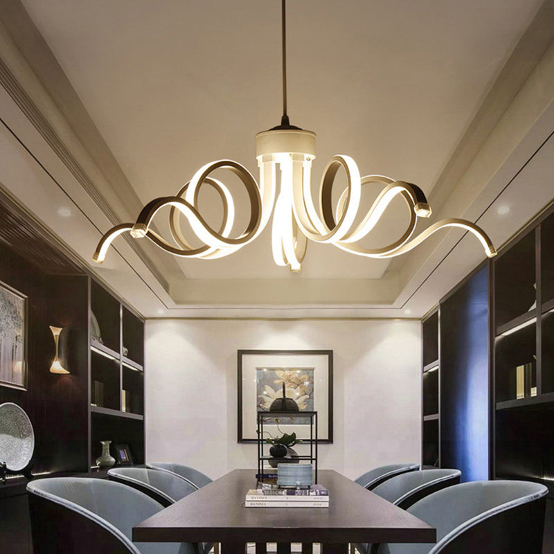 Modern Style Petal LED Ceiling Lighting Acrylic Restaurant Chandelier Light Fixture Black Clearhalo 'Ceiling Lights' 'Chandeliers' 'Modern Chandeliers' 'Modern' Lighting' 2241049