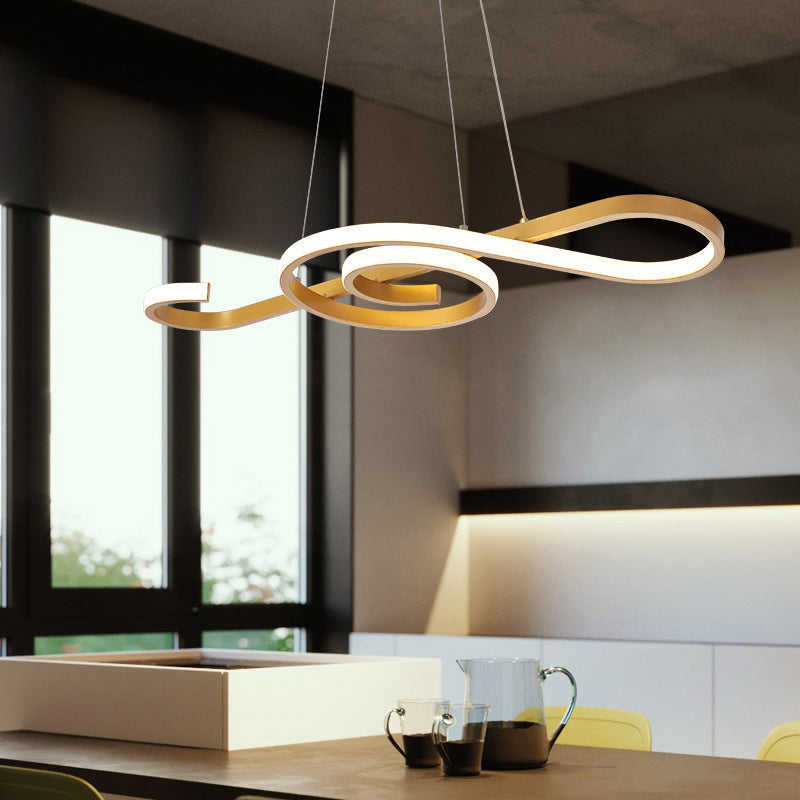 Music Note Restaurant Chandelier Light Metallic Simplicity LED Pendant Light Fixture Clearhalo 'Ceiling Lights' 'Chandeliers' 'Modern Chandeliers' 'Modern' Lighting' 2241063