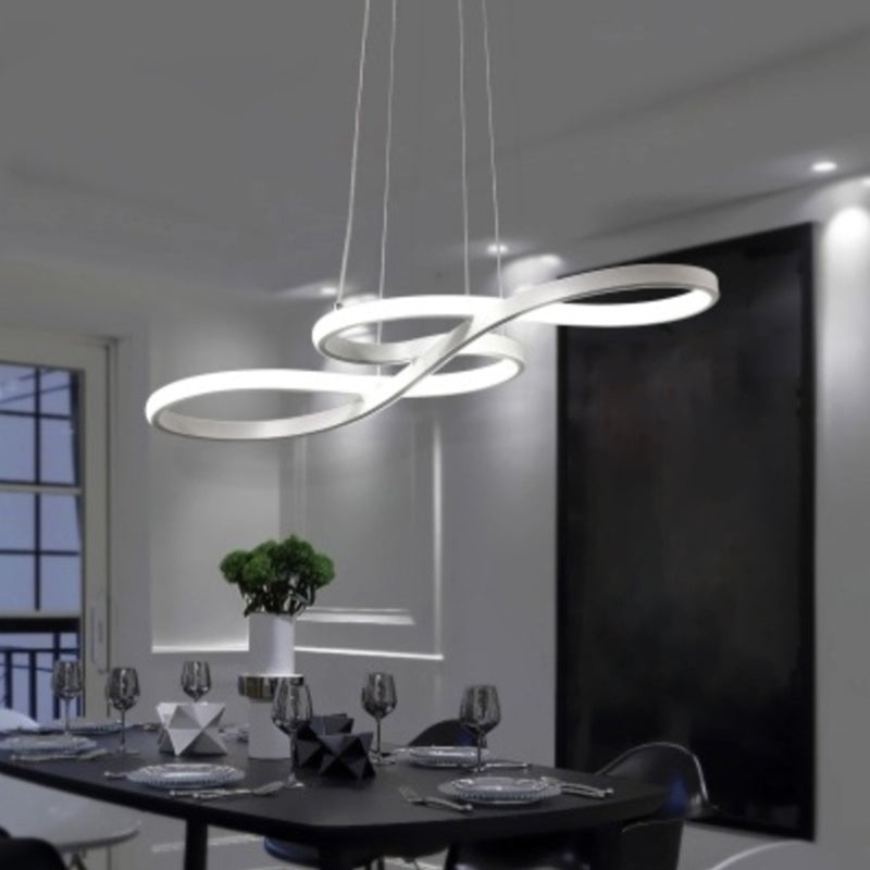 Metal Music Note Chandelier Lighting Minimalist LED Pendant Light for Dining Room White Clearhalo 'Ceiling Lights' 'Chandeliers' 'Modern Chandeliers' 'Modern' Lighting' 2241065