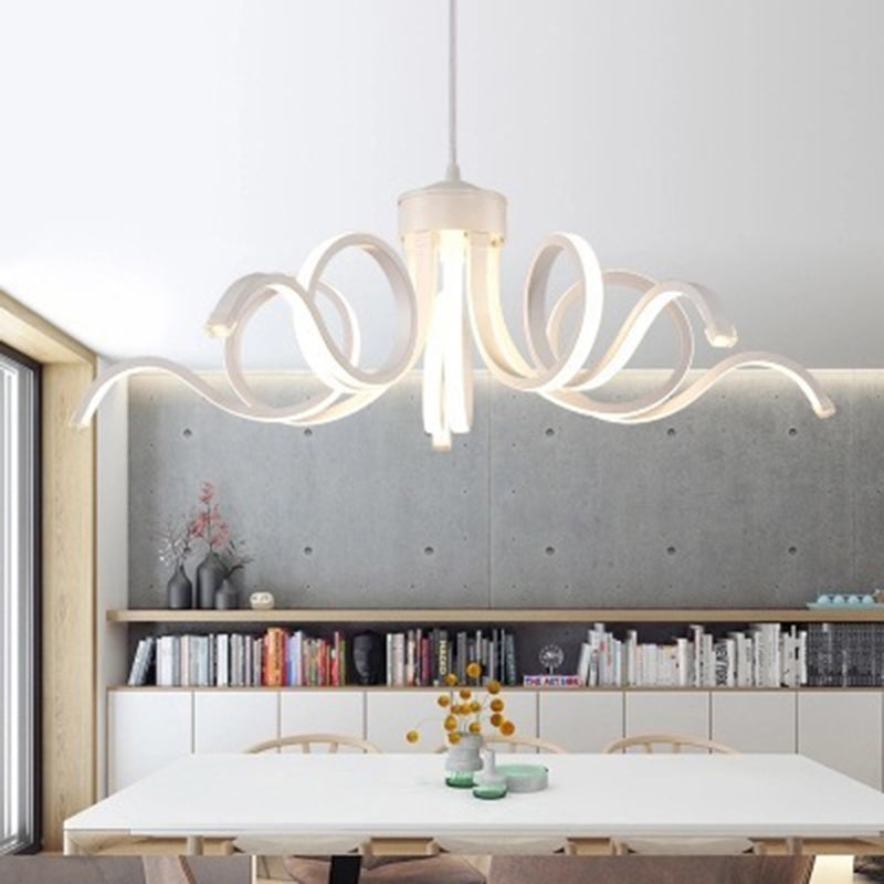 Flower Chandelier Lighting Minimalist Acrylic Restaurant LED Pendant Light in White White B Clearhalo 'Ceiling Lights' 'Chandeliers' 'Modern Chandeliers' 'Modern' Lighting' 2241077