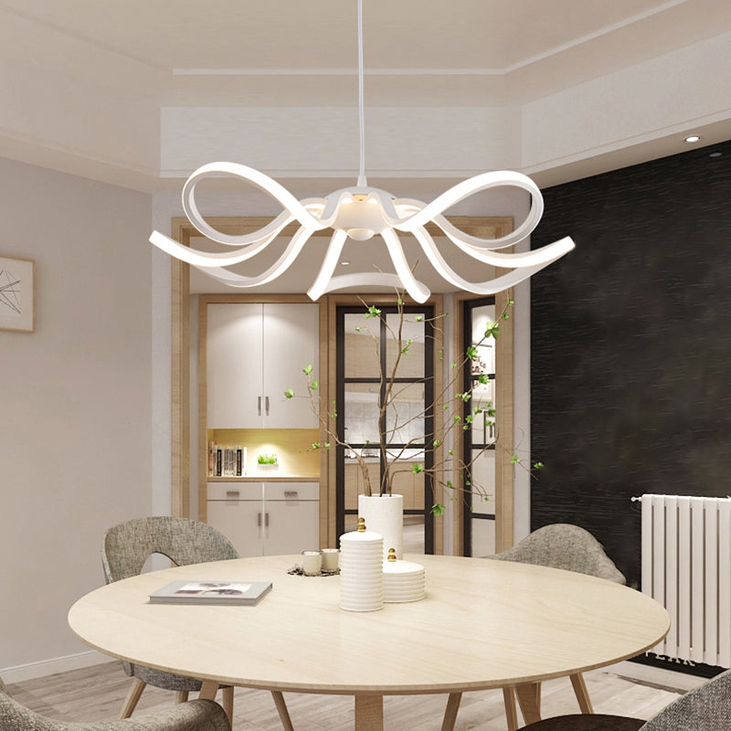 Flower Chandelier Lighting Minimalist Acrylic Restaurant LED Pendant Light in White Clearhalo 'Ceiling Lights' 'Chandeliers' 'Modern Chandeliers' 'Modern' Lighting' 2241079