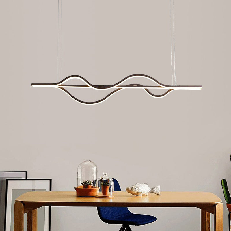 Waving Dining Room LED Pendant Light Metallic Modern Hanging Island Light in Coffee Clearhalo 'Ceiling Lights' 'Island Lights' Lighting' 2241085