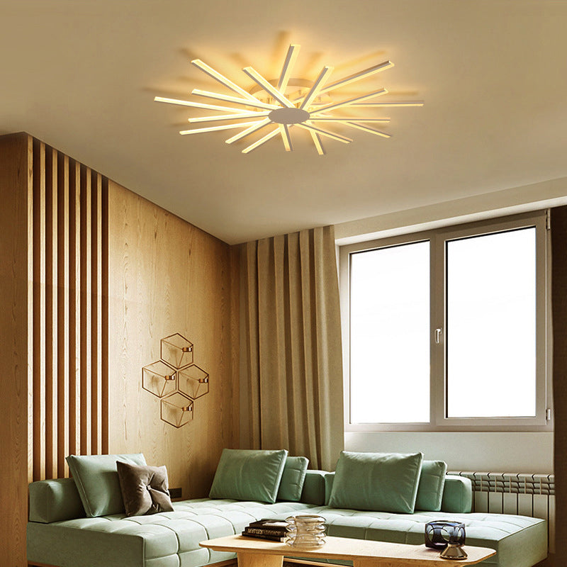 Swirling LED Semi Flush Light Simplicity Acrylic Living Room Ceiling Flush Mount in White Clearhalo 'Ceiling Lights' 'Close To Ceiling Lights' 'Close to ceiling' 'Flush mount' Lighting' 2241150