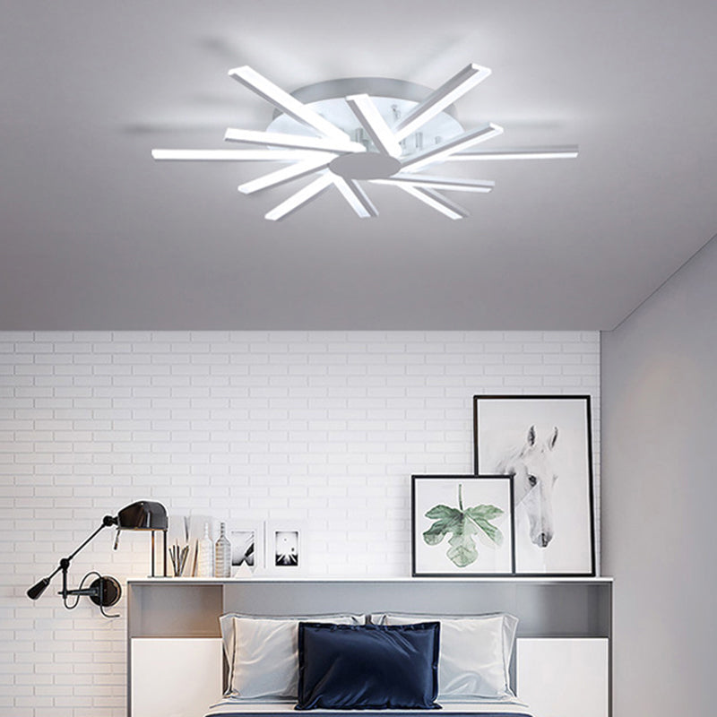 Swirling LED Semi Flush Light Simplicity Acrylic Living Room Ceiling Flush Mount in White 6 White Clearhalo 'Ceiling Lights' 'Close To Ceiling Lights' 'Close to ceiling' 'Flush mount' Lighting' 2241155