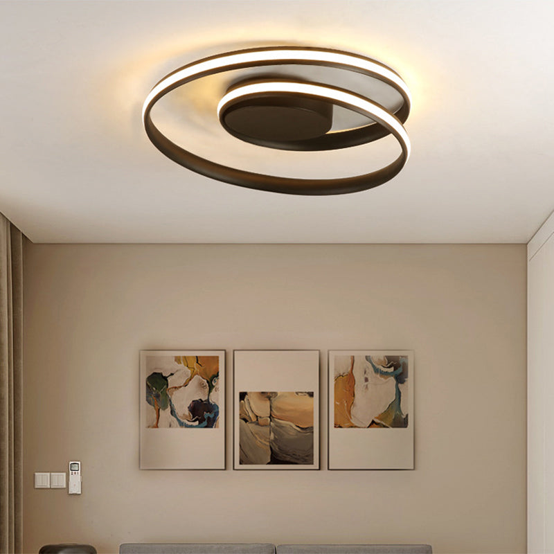 Seamless Curve Bedroom Ceiling Mounted Lighting Aluminum Minimalist LED Flush Mount Black Clearhalo 'Ceiling Lights' 'Close To Ceiling Lights' 'Close to ceiling' 'Flush mount' Lighting' 2241189