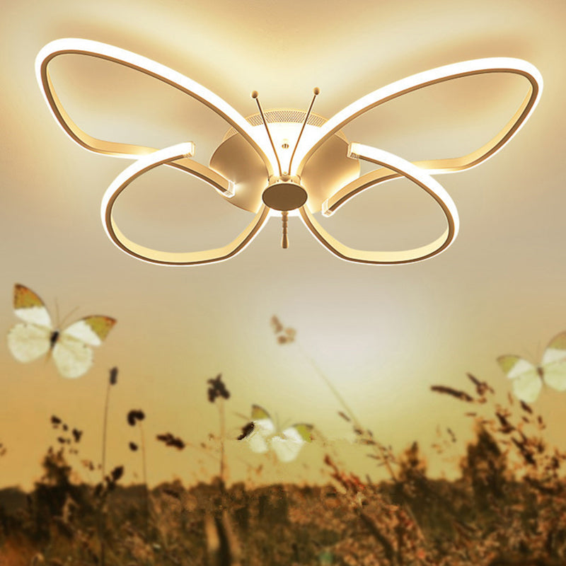 Butterfly Bedroom LED Flush Lighting Aluminum Modern Style Ceiling Mounted Light Fixture White Warm Clearhalo 'Ceiling Lights' 'Close To Ceiling Lights' 'Close to ceiling' 'Flush mount' Lighting' 2241214