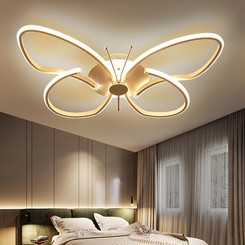 Butterfly Bedroom LED Flush Lighting Aluminum Modern Style Ceiling Mounted Light Fixture White Natural Clearhalo 'Ceiling Lights' 'Close To Ceiling Lights' 'Close to ceiling' 'Flush mount' Lighting' 2241215