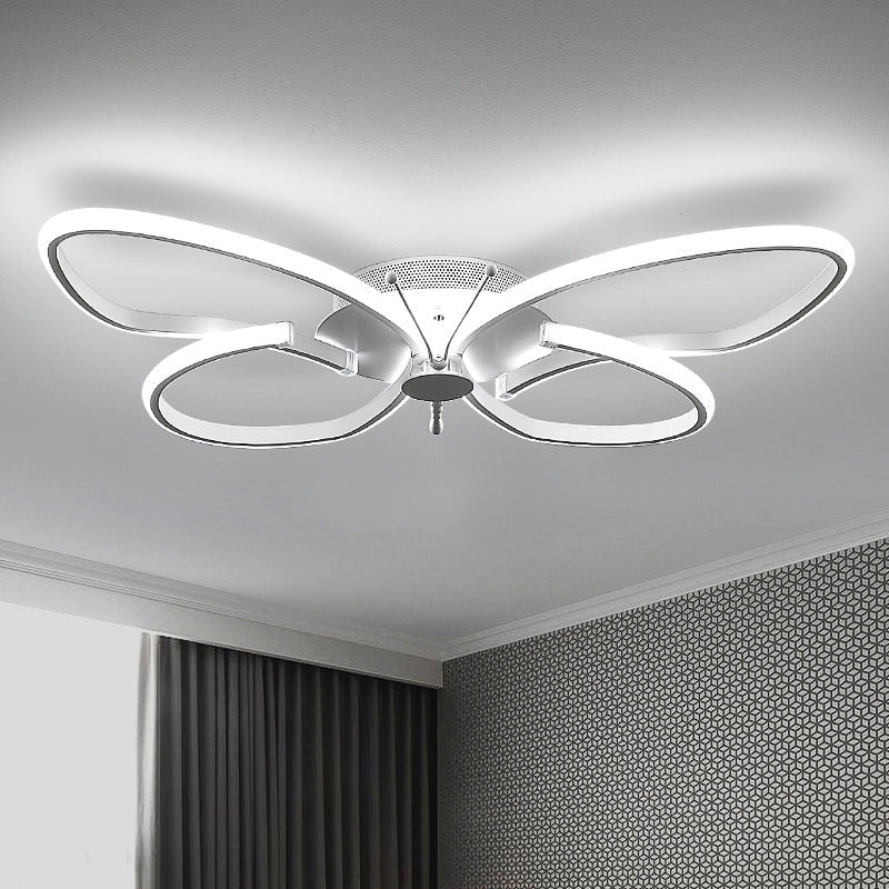 Butterfly Bedroom LED Flush Lighting Aluminum Modern Style Ceiling Mounted Light Fixture White White Clearhalo 'Ceiling Lights' 'Close To Ceiling Lights' 'Close to ceiling' 'Flush mount' Lighting' 2241216