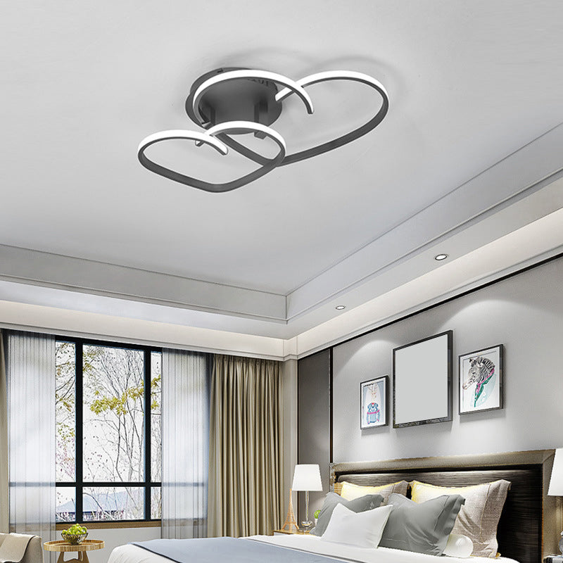 Heart Flush Ceiling Light Contemporary Acrylic Living Room LED Flush Mount Lighting Fixture Black Clearhalo 'Ceiling Lights' 'Close To Ceiling Lights' 'Close to ceiling' 'Flush mount' Lighting' 2241221