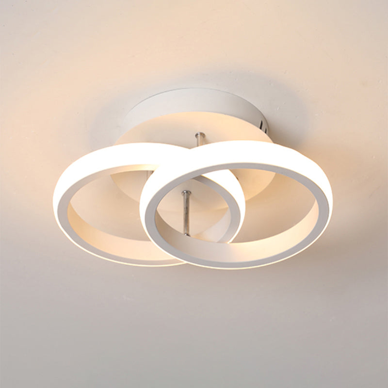 Minimalist Geometric Ceiling Mounted Light Aluminum Corridor LED Semi Flush Mount White Round Clearhalo 'Ceiling Lights' 'Close To Ceiling Lights' 'Close to ceiling' 'Semi-flushmount' Lighting' 2241229