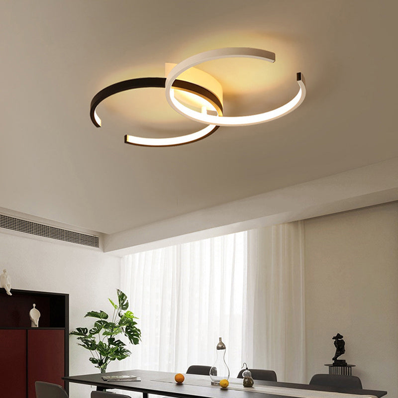 Circular LED Flush Mount Modern Acrylic Bedroom Flushmount Ceiling Light in Black and White Clearhalo 'Ceiling Lights' 'Close To Ceiling Lights' 'Close to ceiling' 'Flush mount' Lighting' 2241241