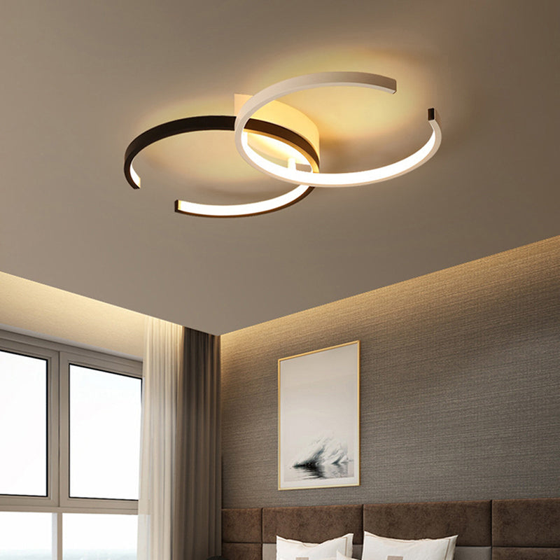 Circular LED Flush Mount Modern Acrylic Bedroom Flushmount Ceiling Light in Black and White Clearhalo 'Ceiling Lights' 'Close To Ceiling Lights' 'Close to ceiling' 'Flush mount' Lighting' 2241242