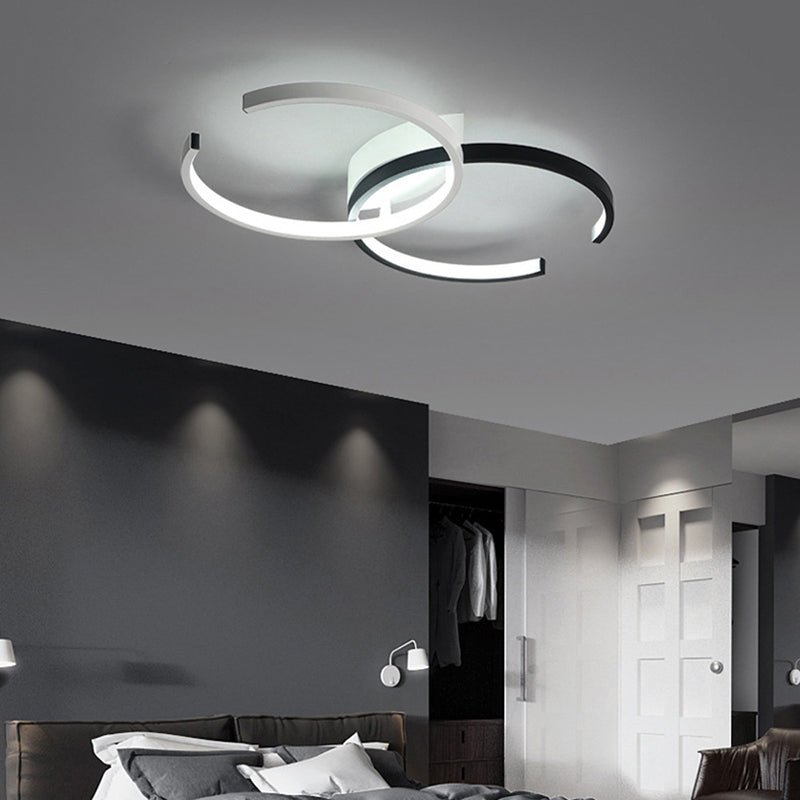 Circular LED Flush Mount Modern Acrylic Bedroom Flushmount Ceiling Light in Black and White Clearhalo 'Ceiling Lights' 'Close To Ceiling Lights' 'Close to ceiling' 'Flush mount' Lighting' 2241243