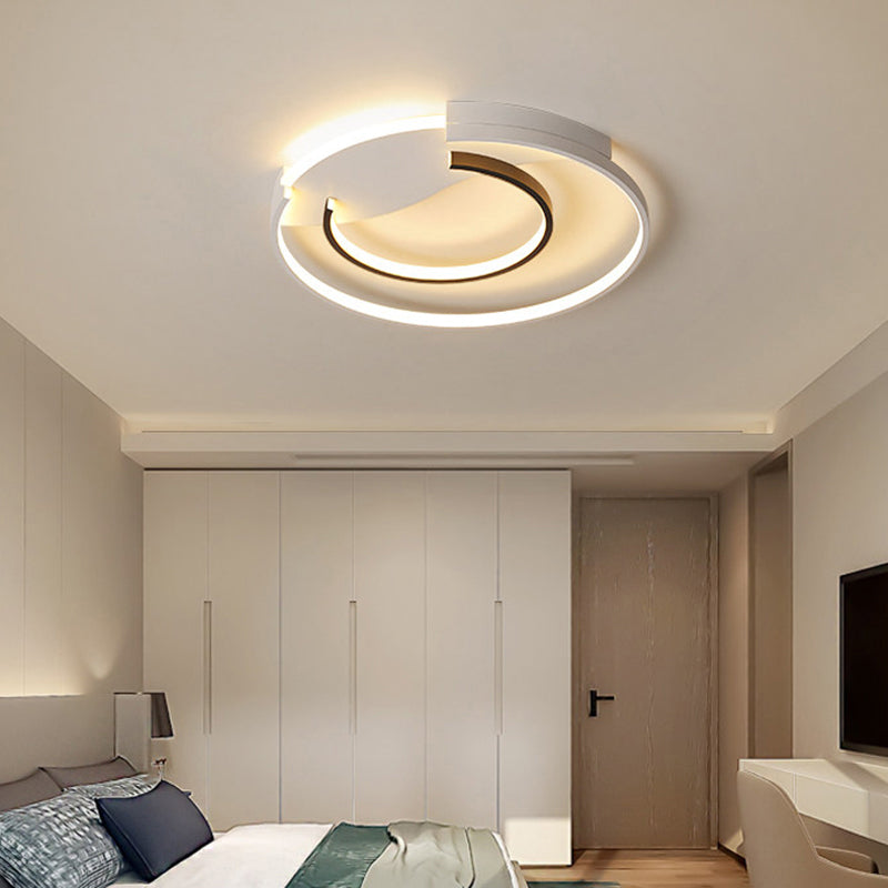 Simple Style Ring Flush Ceiling Light Acrylic Bedroom LED Flush Mount Lighting in Black and White Clearhalo 'Ceiling Lights' 'Close To Ceiling Lights' 'Close to ceiling' 'Flush mount' Lighting' 2241248