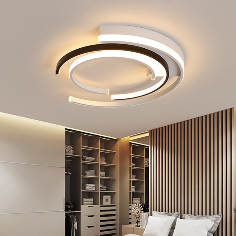 Modern Circular Flush Mount Lighting Acrylic Bedroom LED Flush Mount Fixture in Black and White Black-White Clearhalo 'Ceiling Lights' 'Close To Ceiling Lights' 'Close to ceiling' 'Flush mount' Lighting' 2241258