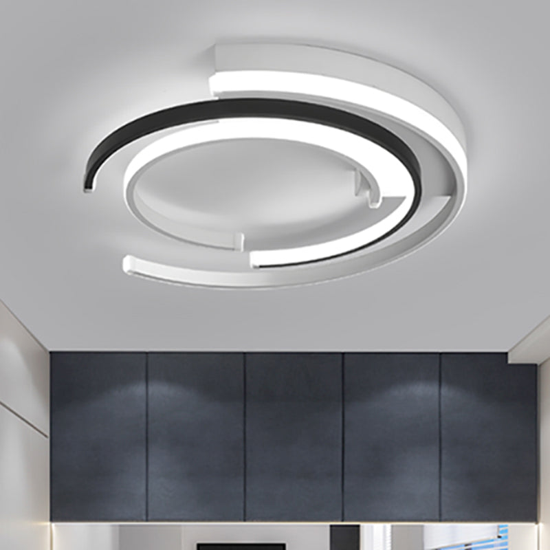 Modern Circular Flush Mount Lighting Acrylic Bedroom LED Flush Mount Fixture in Black and White Black-White White Clearhalo 'Ceiling Lights' 'Close To Ceiling Lights' 'Close to ceiling' 'Flush mount' Lighting' 2241260