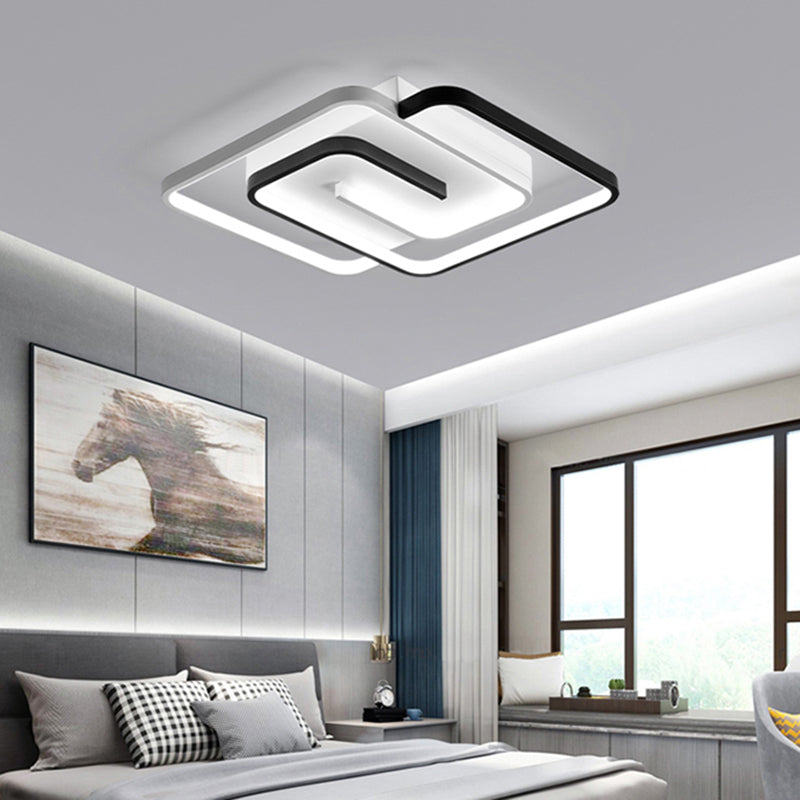 Acrylic Geometric Flush Light Modern Style Black and White LED Flush Ceiling Light Fixture Black-White White Clearhalo 'Ceiling Lights' 'Close To Ceiling Lights' 'Close to ceiling' 'Flush mount' Lighting' 2241276