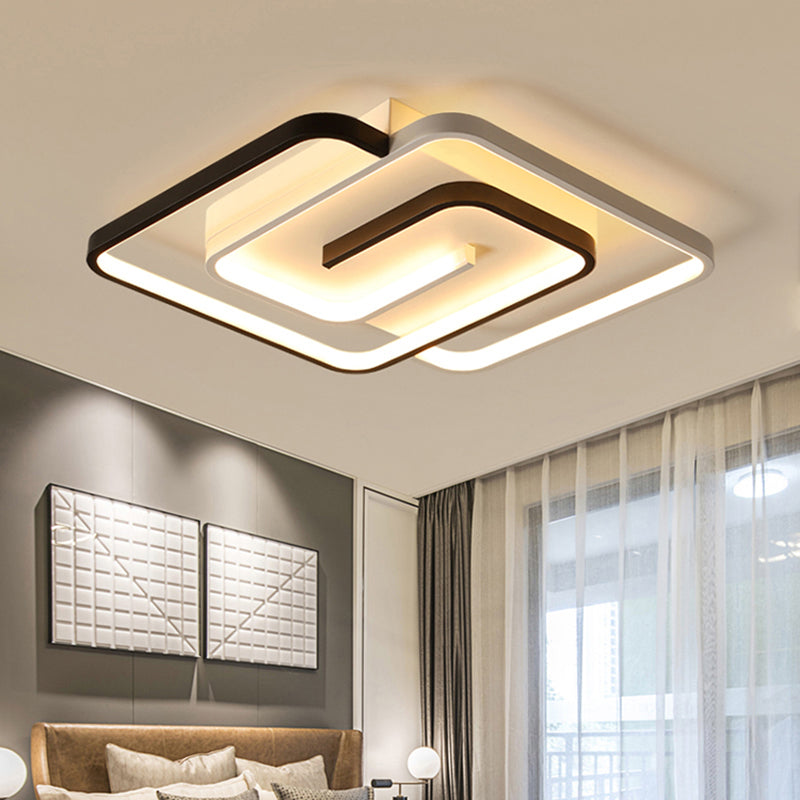 Acrylic Geometric Flush Light Modern Style Black and White LED Flush Ceiling Light Fixture Black-White Third Gear Clearhalo 'Ceiling Lights' 'Close To Ceiling Lights' 'Close to ceiling' 'Flush mount' Lighting' 2241278