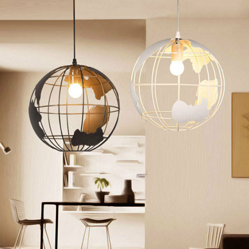 Single-Bulb Hanging Lamp Vintage Terrestrial Globe Iron Lighting Pendant for Corridor Clearhalo 'Art Deco Pendants' 'Black' 'Cast Iron' 'Ceiling Lights' 'Ceramic' 'Crystal' 'Industrial Pendants' 'Industrial' 'Metal' 'Middle Century Pendants' 'Pendant Lights' 'Pendants' 'Rustic Pendants' 'Tiffany' Lighting' 2241523