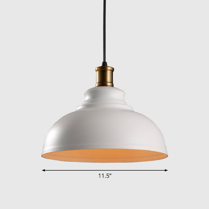 Iron Dome Shade Hanging Light Simplicity 1 Bulb Restaurant Pendant Lighting Fixture White A Clearhalo 'Art Deco Pendants' 'Black' 'Cast Iron' 'Ceiling Lights' 'Ceramic' 'Crystal' 'Industrial' 'Metal' 'Pendant Lights' 'Rustic Pendants' 'Tiffany' Lighting' 2241569