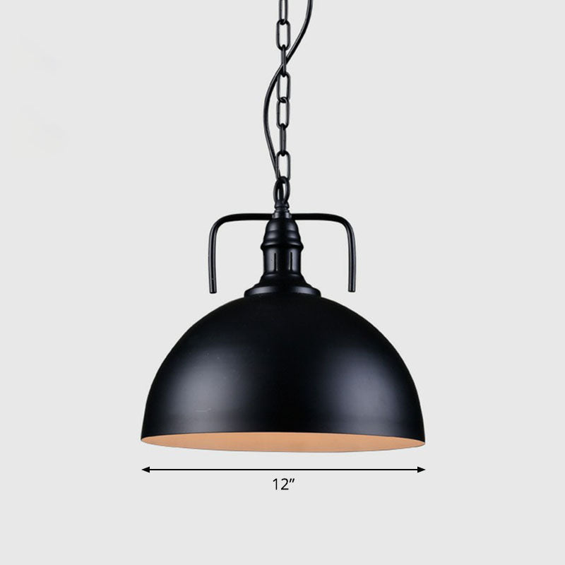 Iron Dome Shade Hanging Light Simplicity 1 Bulb Restaurant Pendant Lighting Fixture Black B Clearhalo 'Art Deco Pendants' 'Black' 'Cast Iron' 'Ceiling Lights' 'Ceramic' 'Crystal' 'Industrial' 'Metal' 'Pendant Lights' 'Rustic Pendants' 'Tiffany' Lighting' 2241570