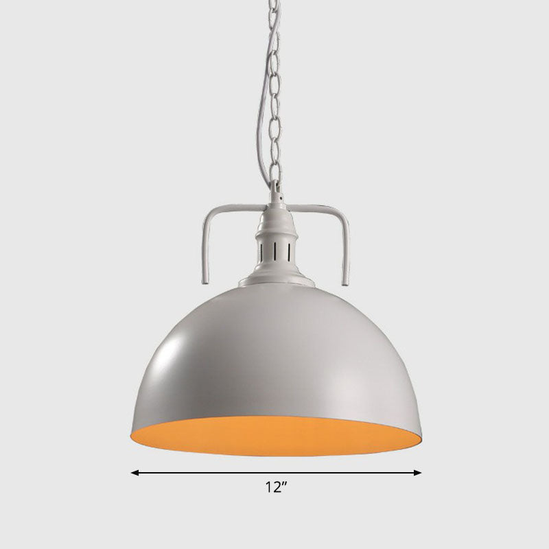 Iron Dome Shade Hanging Light Simplicity 1��Bulb Restaurant Pendant Lighting Fixture White B Clearhalo 'Ceiling Lights' 'Industrial Pendants' 'Industrial' 'Middle Century Pendants' 'Pendant Lights' 'Pendants' 'Tiffany' Lighting' 2241571_9472e25f-624b-4355-8497-1f3b7990f3e8