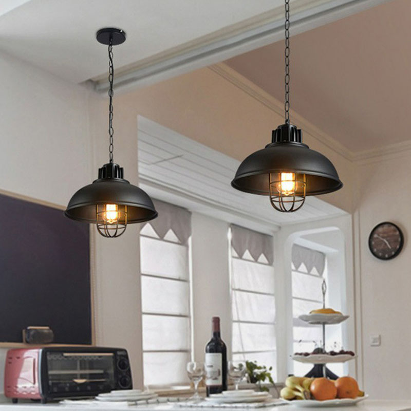 1 Head Suspension Lighting Retro Style Pot Cover Metal Pendant Ceiling Light in Black Clearhalo 'Art Deco Pendants' 'Black' 'Cast Iron' 'Ceiling Lights' 'Ceramic' 'Crystal' 'Industrial' 'Metal' 'Pendant Lights' 'Rustic Pendants' 'Tiffany' Lighting' 2241574_48b01a68-45e9-489b-9551-e2cb95de7f29