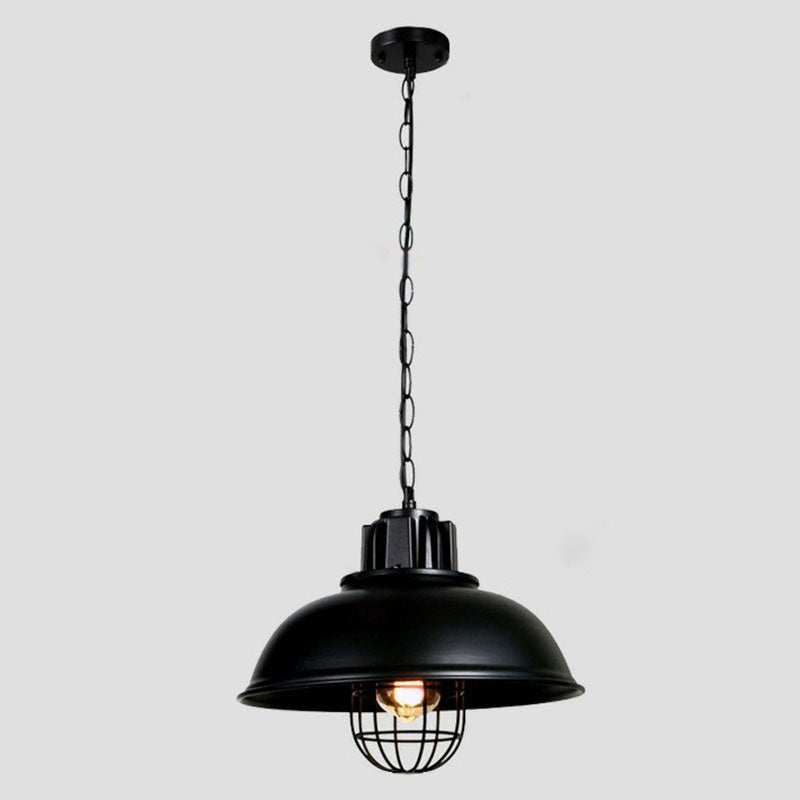 1 Head Suspension Lighting Retro Style Pot Cover Metal Pendant Ceiling Light in Black Clearhalo 'Art Deco Pendants' 'Black' 'Cast Iron' 'Ceiling Lights' 'Ceramic' 'Crystal' 'Industrial' 'Metal' 'Pendant Lights' 'Rustic Pendants' 'Tiffany' Lighting' 2241576