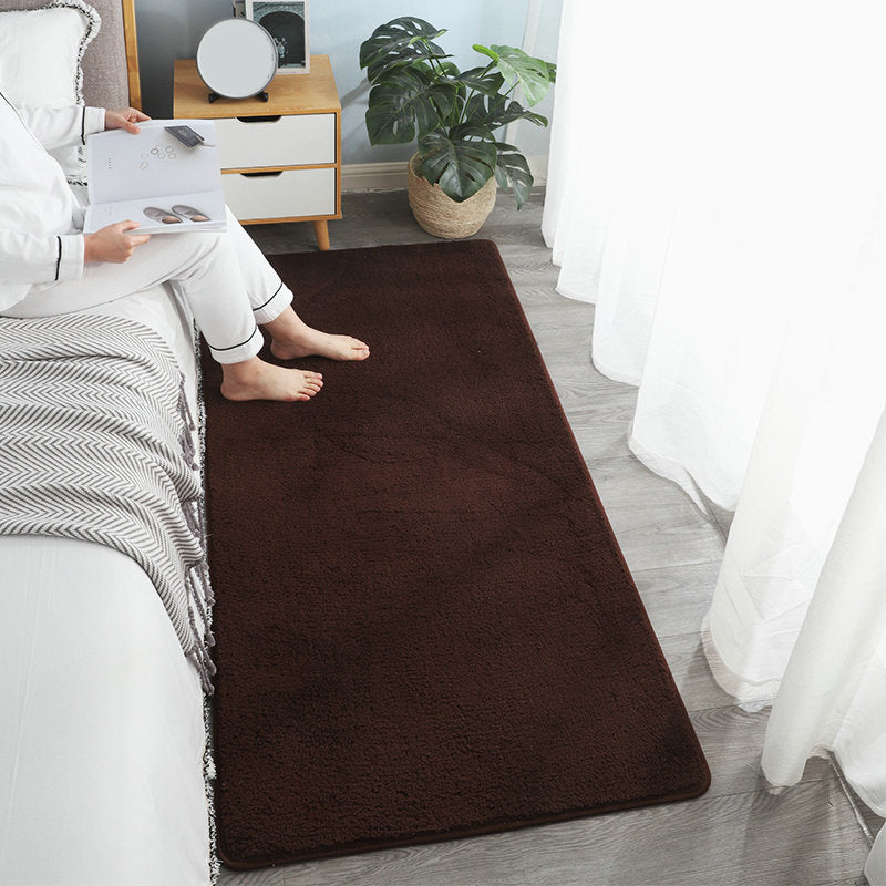 Simple Plain Rug Multi-Color Polyster Area Carpet Anti-Slip Backing Machine Washable Indoor Rug for Bedroom Chocolate Clearhalo 'Area Rug' 'Casual' 'Rugs' Rug' 2241763