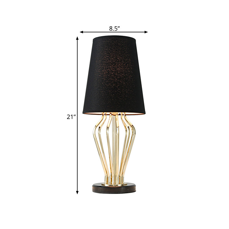 Fabric Black/White Table Light Barrel Shape 1 Light Traditional Reading Lamp for Bedroom, 8.5