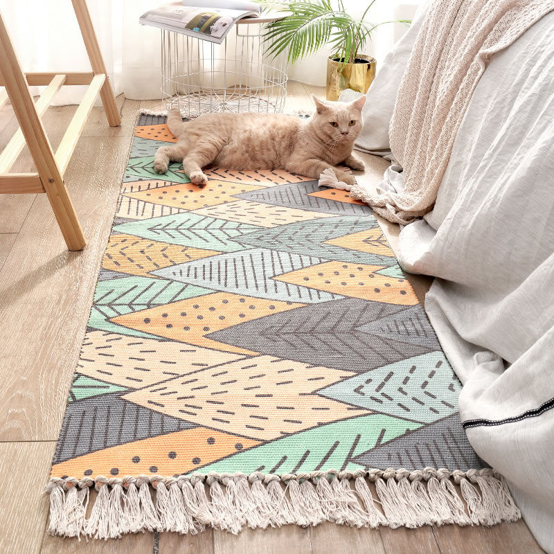 Classic Multi Color Tropical Rug Polyster Plant Printed Area Rug Anti-Slip Backing Machine Washable Carpet for Bedroom Clearhalo 'Area Rug' 'Rug' 2241801